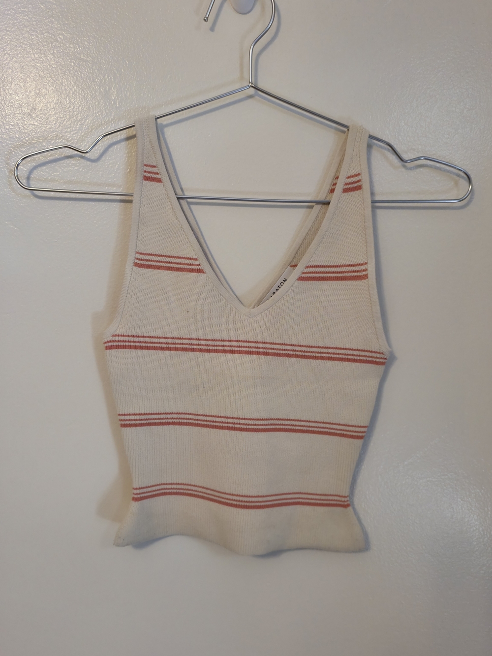 Aritzia Babaton Sculpt Knit Tank Top Coral Striped - 2XS